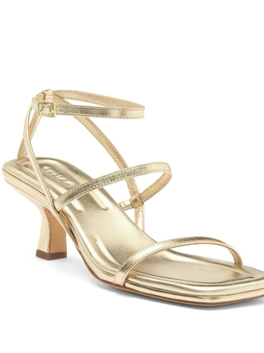 $295 Vince Leather Kitten Heel Callie Champagne Gold Sandal 7